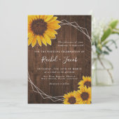 Rustic Sunflower Wedding Kaart (Staand voorkant)