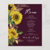 Rustic Sunflower Wedding Menu (Voorkant)