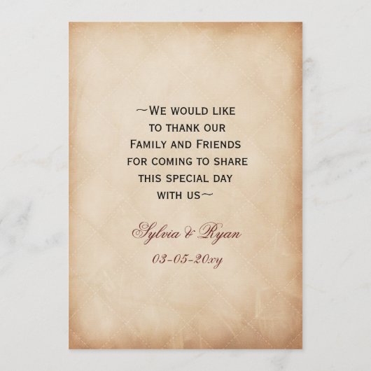 Rustic Sunflower Wedding Menu (Achterkant)