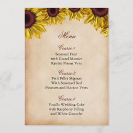 Rustic Sunflower Wedding Menu