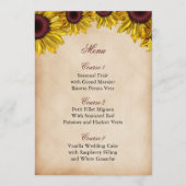 Rustic Sunflower Wedding Menu (Voorkant)