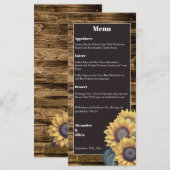 Rustic Sunflower Wedding Menu (Voorkant / Achterkant)