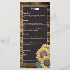 Rustic Sunflower Wedding Menu