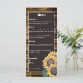Rustic Sunflower Wedding Menu