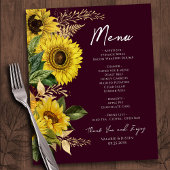 Rustic Sunflower Wedding Menu