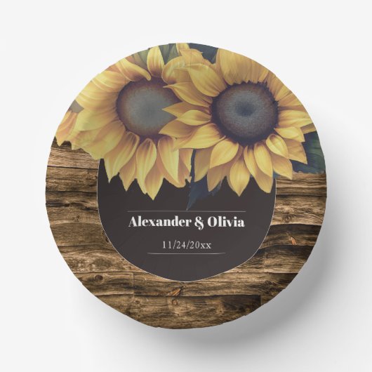Rustic Sunflower Wedding Papieren Kommen (Voorkant)