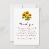 Rustic Sunflower Wedding Photo  Bedankkaart (Achterkant)