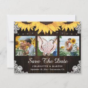 Rustic Sunflower Wedding Photo Save the Date