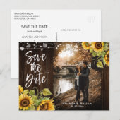 Rustic Sunflower Wedding Photo Save the Date Aankondigingskaart (Voorkant / Achterkant)