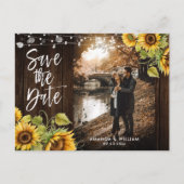 Rustic Sunflower Wedding Photo Save the Date Aankondigingskaart (Voorkant)
