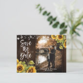 Rustic Sunflower Wedding Photo Save the Date Aankondigingskaart (Staand voorkant)