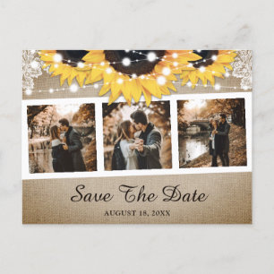 Rustic Sunflower Wedding Photo Save the Date Aankondigingskaart
