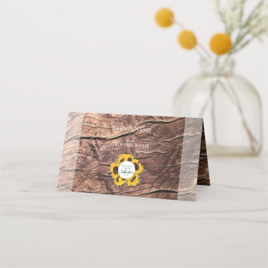 Rustic Sunflower Wedding Plaatskaartje (Achterkant)