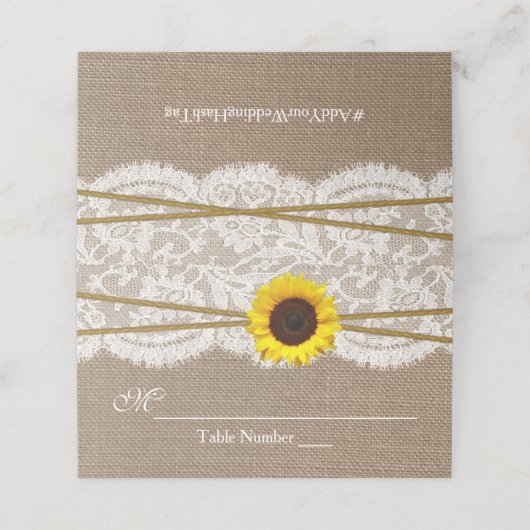 Rustic Sunflower Wedding Plaatskaartje (Buitenkant ongevouwen)
