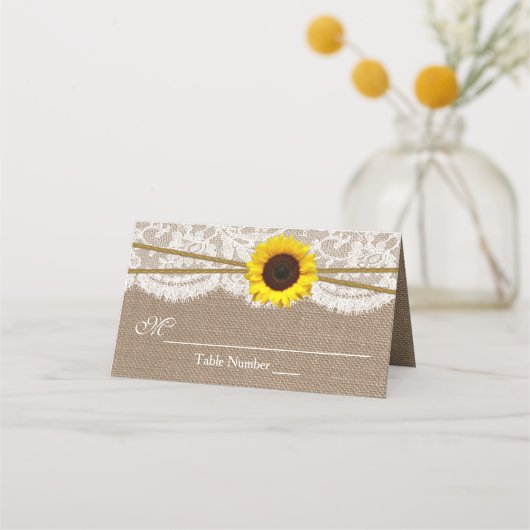 Rustic Sunflower Wedding Plaatskaartje (Voorkant)