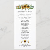 Rustic Sunflower Wedding Program Programmakaart (Achterkant)