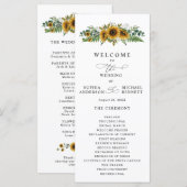Rustic Sunflower Wedding Program Programmakaart (Voorkant / Achterkant)