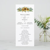 Rustic Sunflower Wedding Program Programmakaart (Staand voorkant)