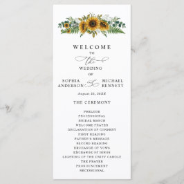 Rustic Sunflower Wedding Program Programmakaart