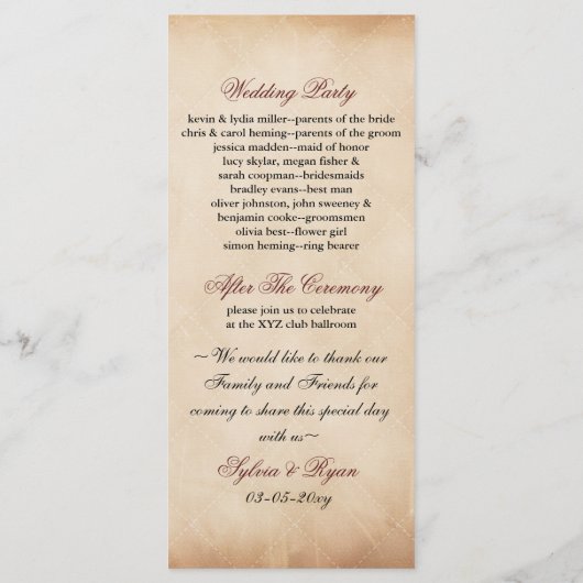 Rustic Sunflower Wedding Programmakaart (Achterkant)