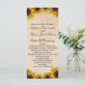 Rustic Sunflower Wedding Programmakaart (Staand voorkant)