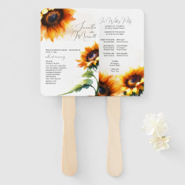 Rustic Sunflower Wedding Programme Fan Handwaaier