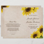 Rustic Sunflower Wedding Programs (Voorkant / Achterkant)