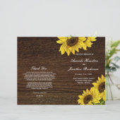 Rustic Sunflower Wedding Programs on Navy Blue (Staand voorkant)