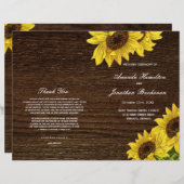 Rustic Sunflower Wedding Programs on Navy Blue (Voorkant / Achterkant)