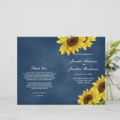 Rustic Sunflower Wedding Programs on Navy Blue (Staand voorkant)