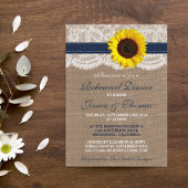 Rustic Sunflower Wedding Rehearsal Dinner - Navy Kaart