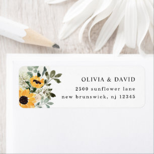 Rustic Sunflower   Wedding Return Address Etiket