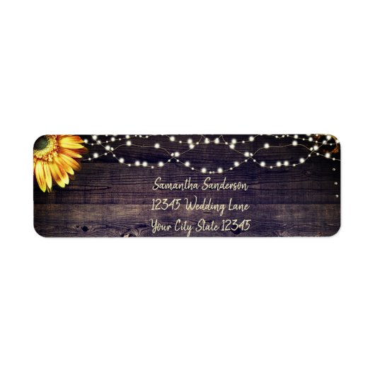 Rustic Sunflower Wedding Return Address Etiket (Voorkant)
