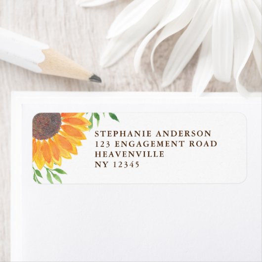 Rustic Sunflower Wedding Return Address Etiket (Insitu)