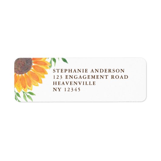 Rustic Sunflower Wedding Return Address Etiket (Voorkant)