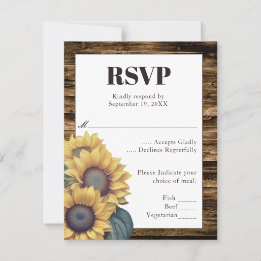 Rustic Sunflower Wedding RSVP (Voorkant)