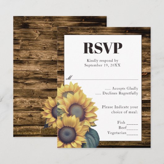 Rustic Sunflower Wedding RSVP (Voorkant / Achterkant)