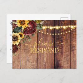 Rustic Sunflower Wedding RSVP Briefkaart