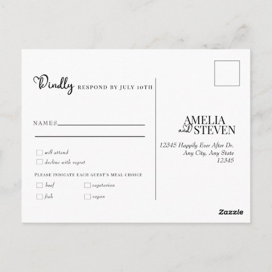 Rustic Sunflower Wedding RSVP Briefkaart (Achterkant)