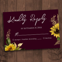 Rustic Sunflower Wedding RSVP-kaart