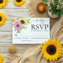 Rustic Sunflower Wedding RSVP-kaart