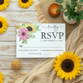 Rustic Sunflower Wedding RSVP-kaart RSVP Kaartje