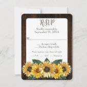 Rustic Sunflower Wedding RSVP-kaart RSVP Kaartje (Voorkant)
