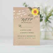 Rustic Sunflower Wedding RSVP-kaart RSVP Kaartje (Staand voorkant)