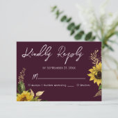 Rustic Sunflower Wedding RSVP-kaart RSVP Kaartje (Staand voorkant)