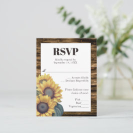 Rustic Sunflower Wedding RSVP Kaartje