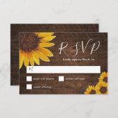 Rustic Sunflower Wedding RSVP Kaartje (Voorkant / Achterkant)