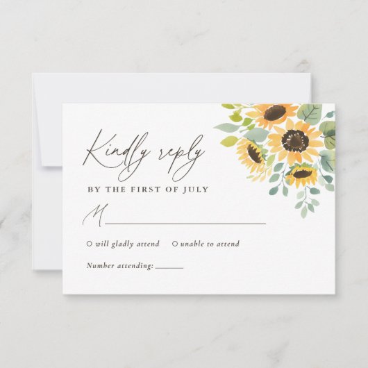 Rustic Sunflower Wedding RSVP Kaartje (Voorkant)