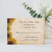 Rustic Sunflower Wedding RSVP Kaartje (Staand voorkant)