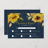Rustic Sunflower Wedding RSVP met keuze uit maalti (Voorkant / Achterkant)